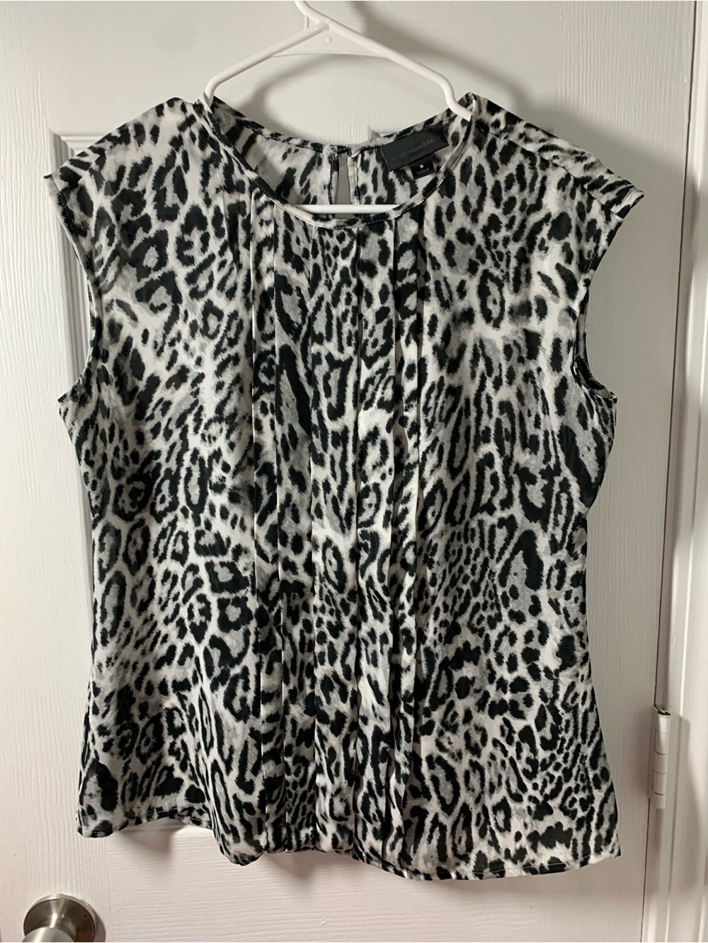 Worthington Black & White Leopard-Print Sleeveless Blouse